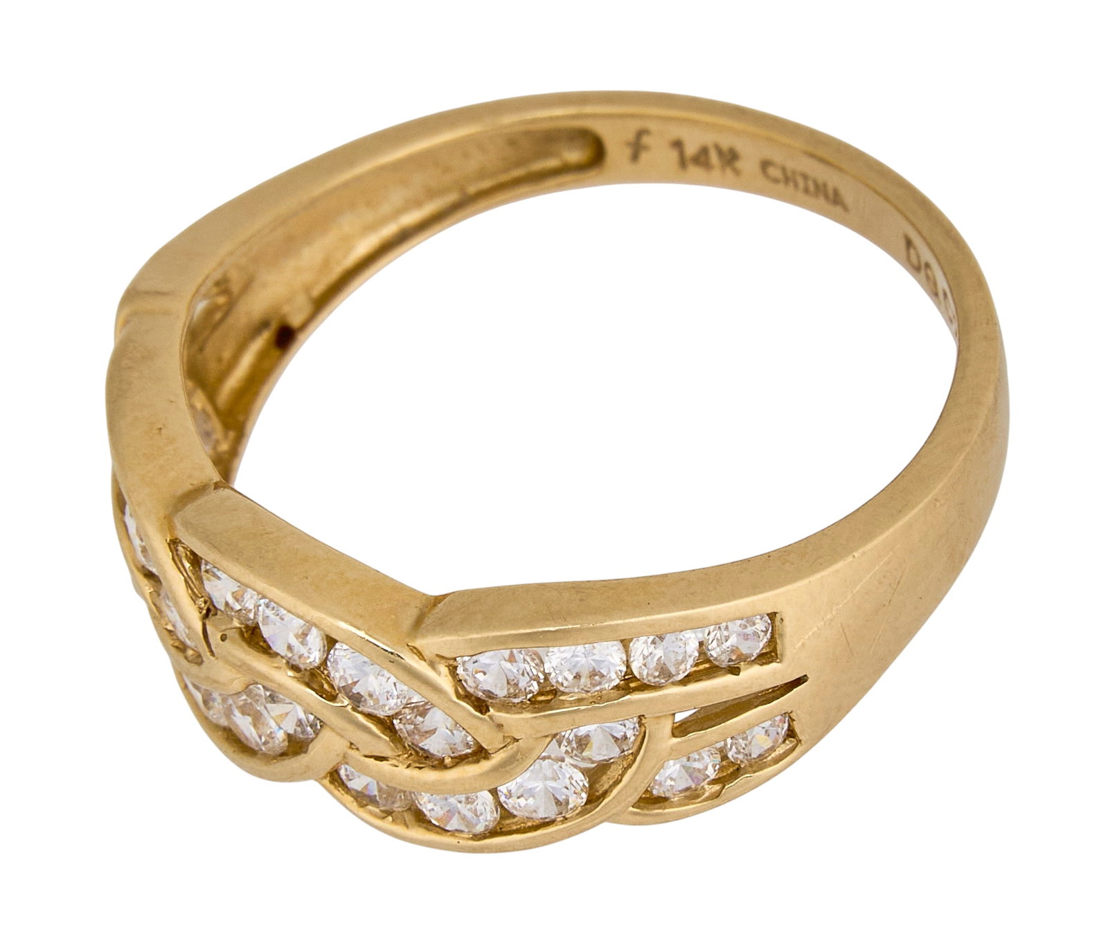 14K Woven Braid Diamond Ring - 3