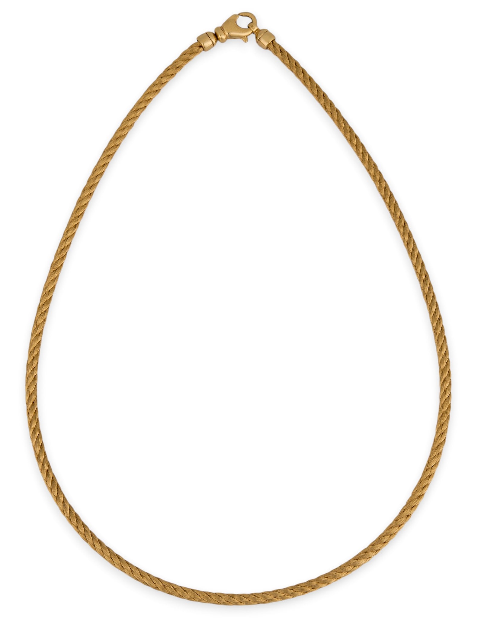 18K Cable Style Necklace: 18K yellow gold cable style chain necklace, marked "DE750" to clasp Length: 16.5 in. Total weight: 35.8 g Provenance: Property from an estate collection at a home in the Lincoln