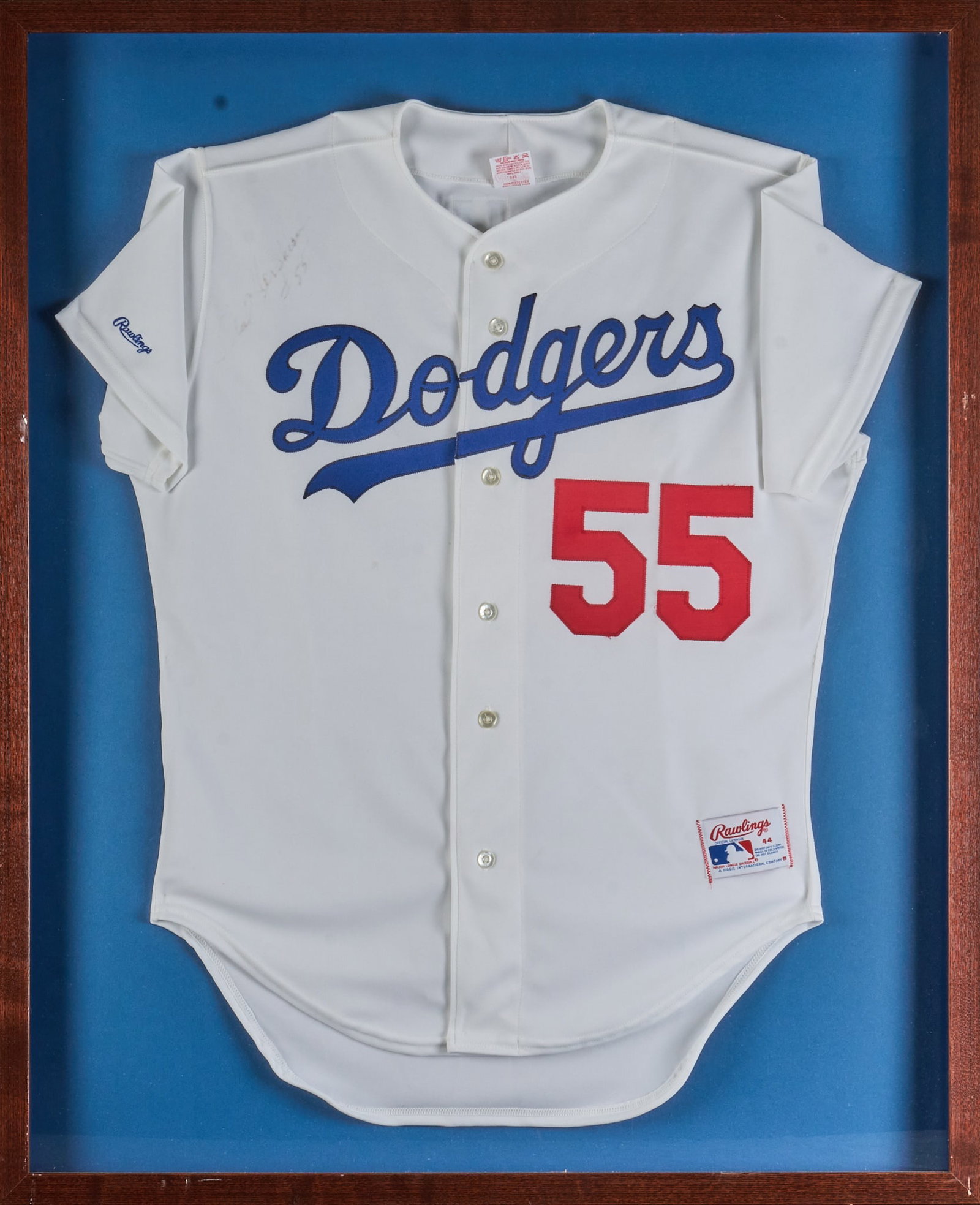 Orel Hershiser Signed Los Angeles Dodgers Jersey: Orel Hershiser signed Los Angeles Dodgers jersey height 38.5 in. x width 31.5 in. Provenance: Property from the Estate of Robert A. "Bob" Funk Sr. - trailblazing American