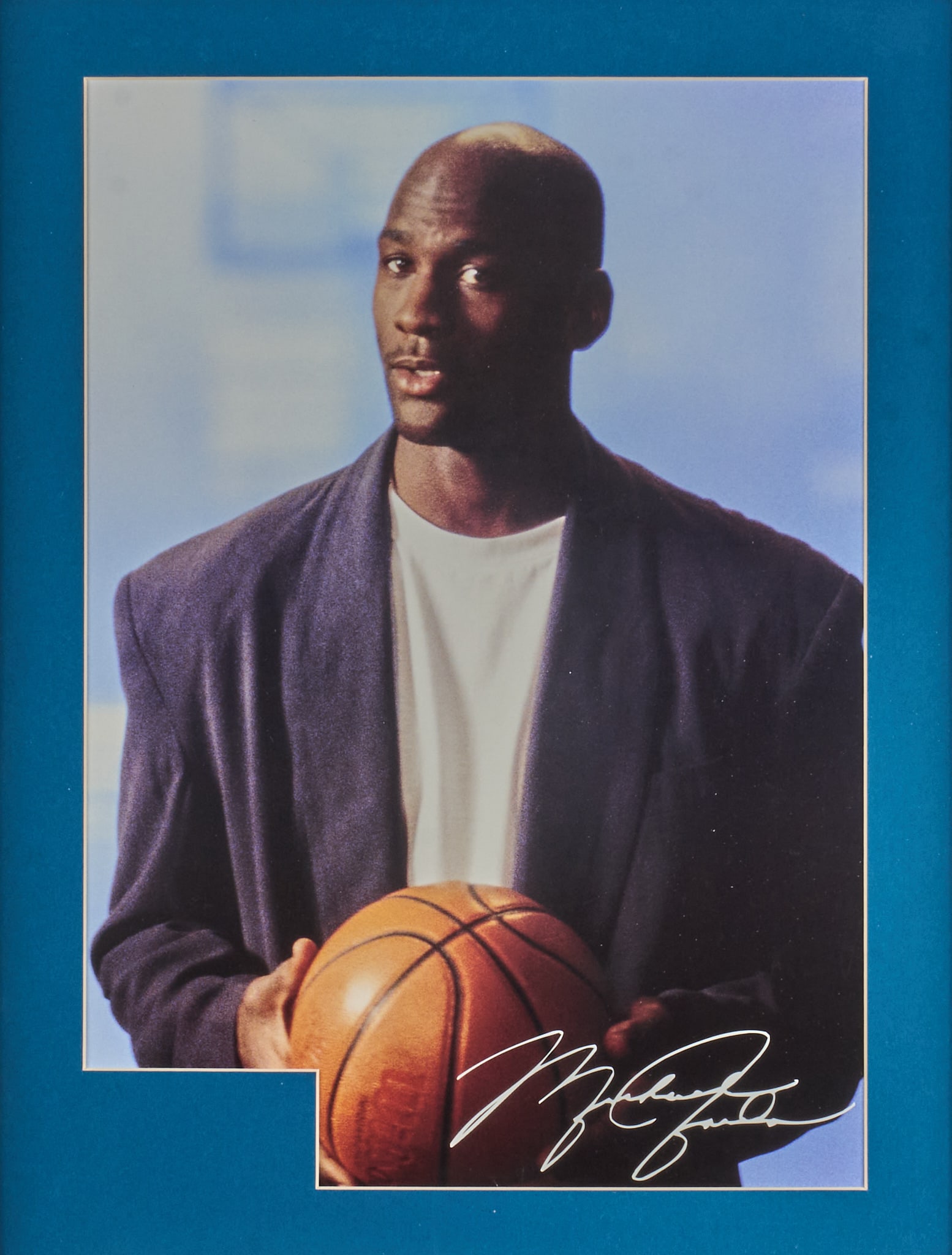Signed Michael Jordan Photo: Framed signed photo of American Basketball player Michael Jordan height 22 in. x width 18.5 in. Provenance: Property from the Estate of Robert A. "Bob" Funk Sr. - trailblazing