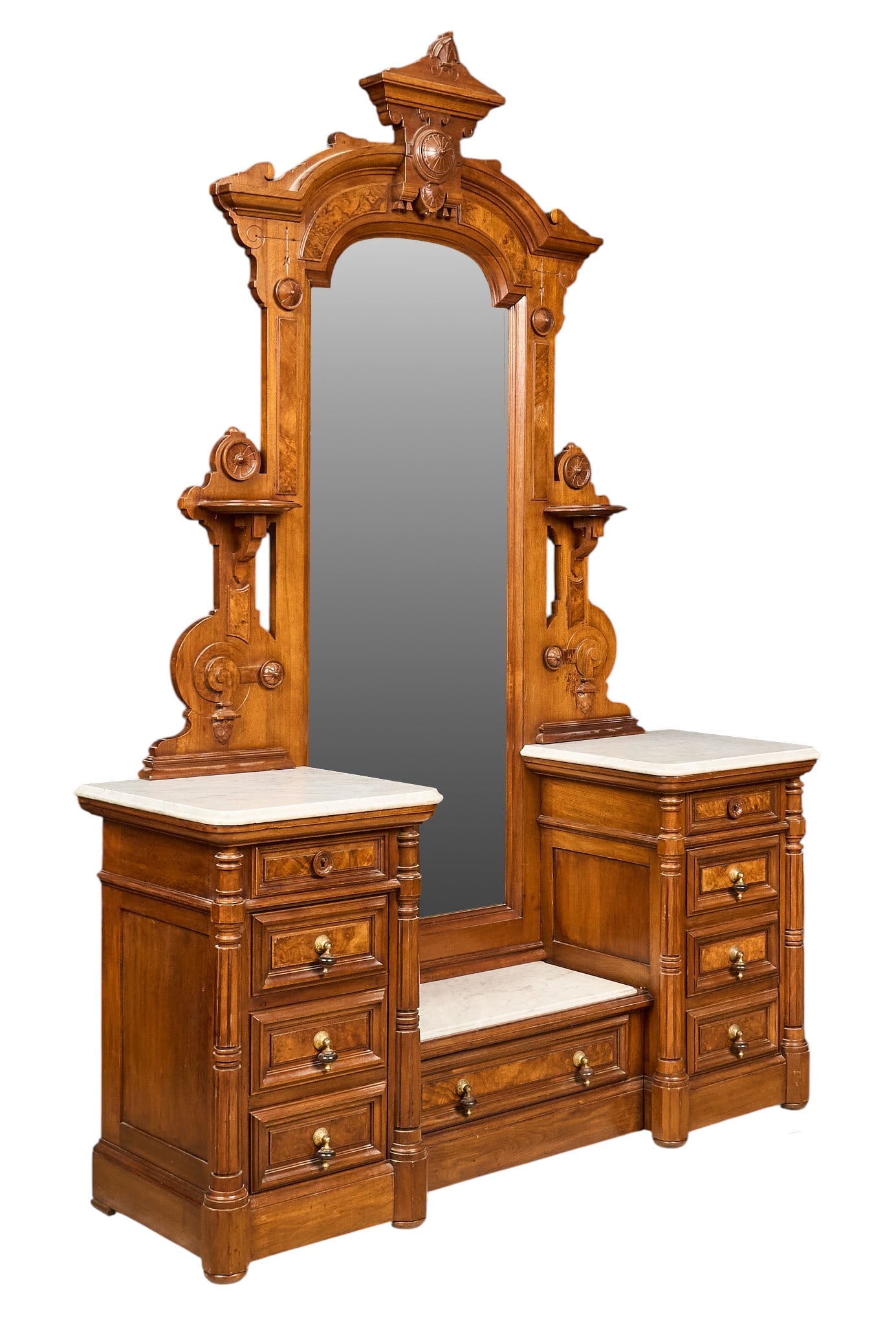 Victorian Marble Top Dresser: Victorian marble top dresser with mirror and drawers height 93 in. x width 63 in. x depth 21 in. Provenance: Property from a home in San Antonio, Texas