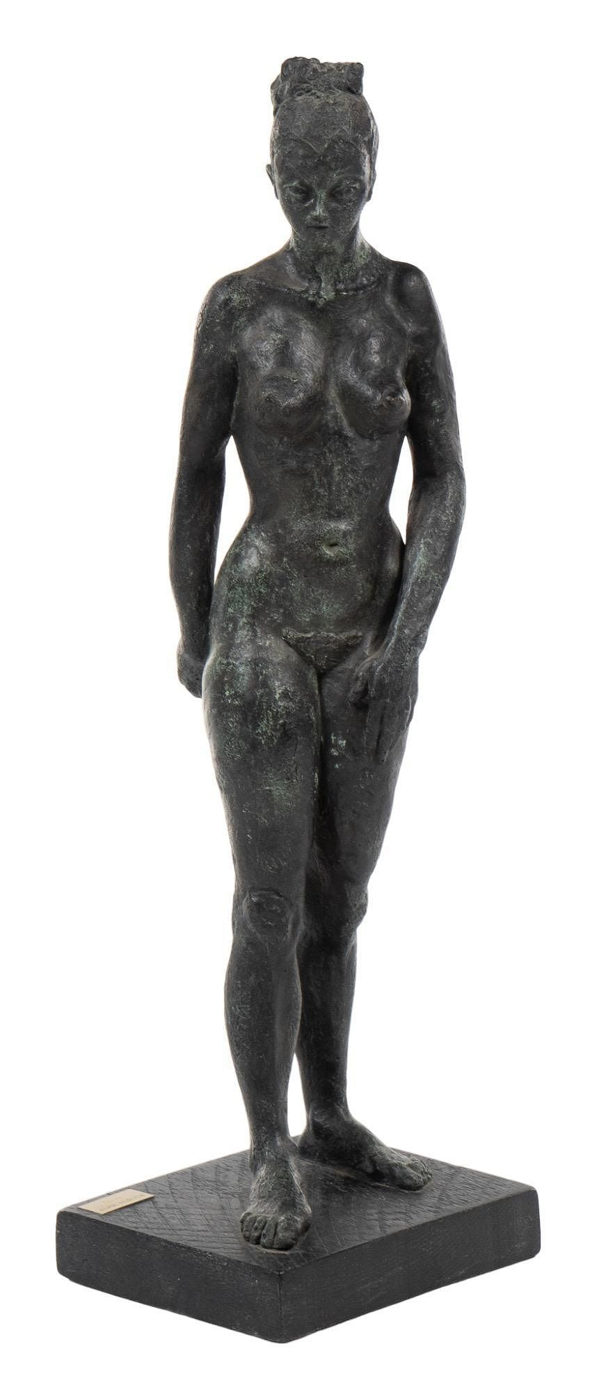 Alma Hobson, "Shrew": Alma Helbig Hobson (Amer., 1931-2022), "Shrew", figural sculpture height 36 in. x width 10 in. x depth 7 in.