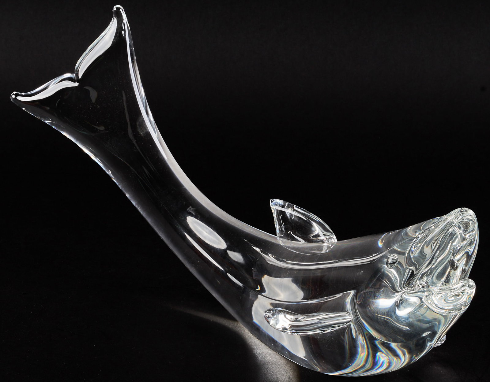 Steuben Glass Salmon Figurine: Steuben glass salmon figurine height 7 in. x length 16 in. x width 5 in. Provenance: Property from the Estate of Robert A. "Bob" Funk Sr. - trailblazing American businessman,