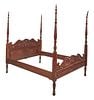 Four-Post Bed frame: Four-post bed frame with carved headboard and footboard, decorative finials and turned posts height 85.5 in x width 65 in. x depth 87 in. Provenance: Property from a home in Galveston, Texas