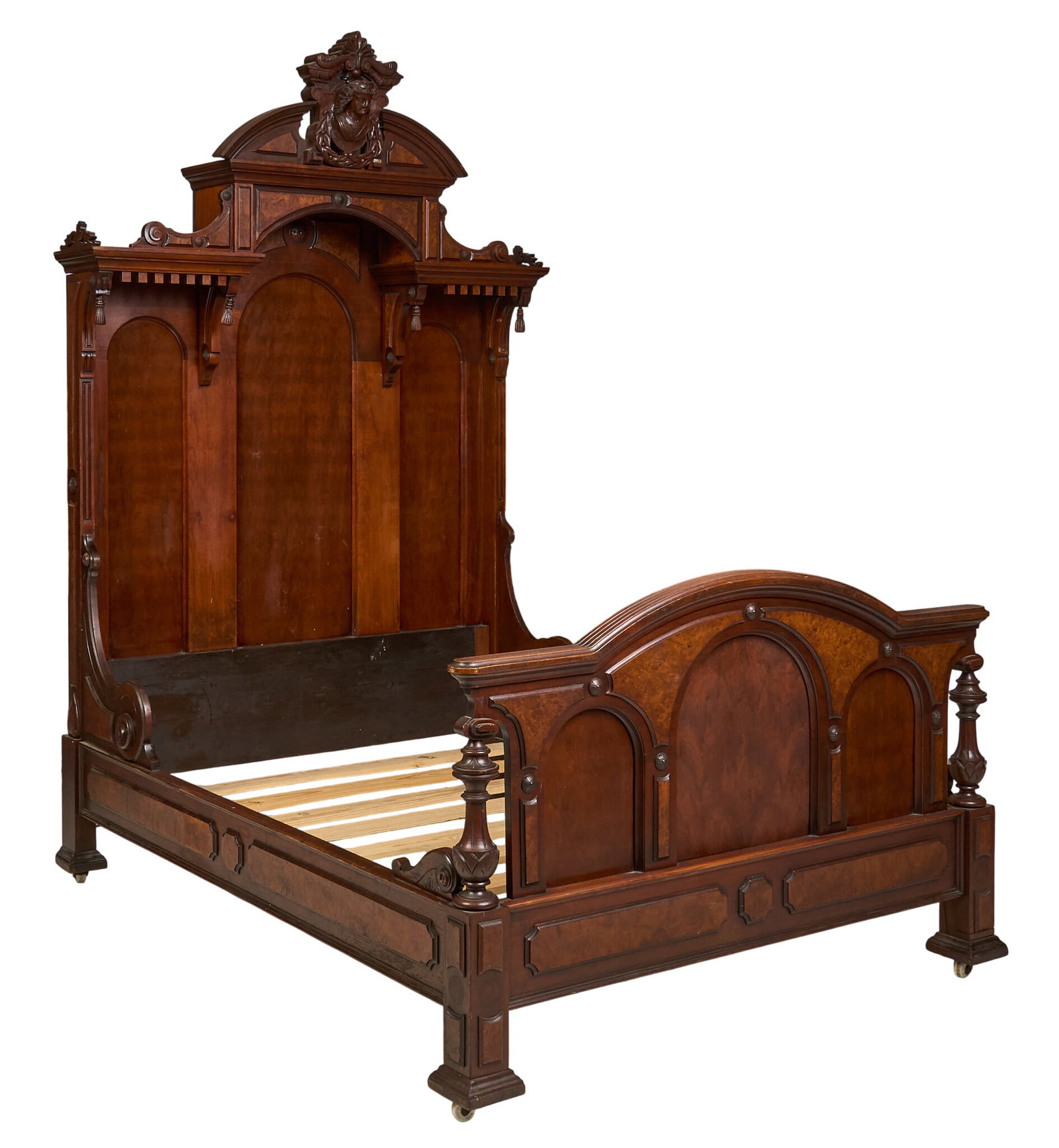Victorian Wooden Bed Frame: Victorian wooden bed frame with bust height 99 in. x width 63 in. x depth 83 in. Provenance: Property from a home in Boerne, TX