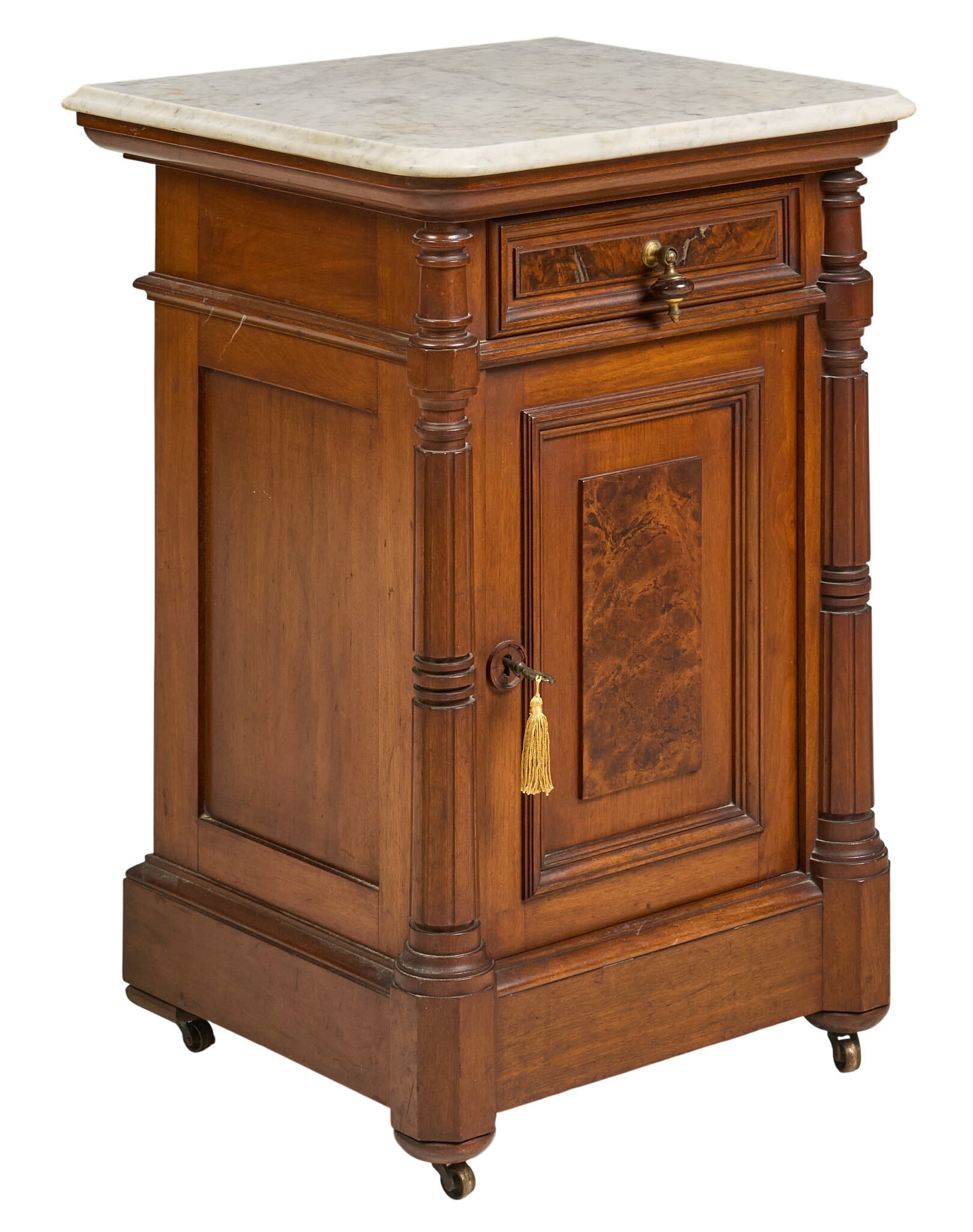Marble Top Wooden Nightstand (1 of 4)