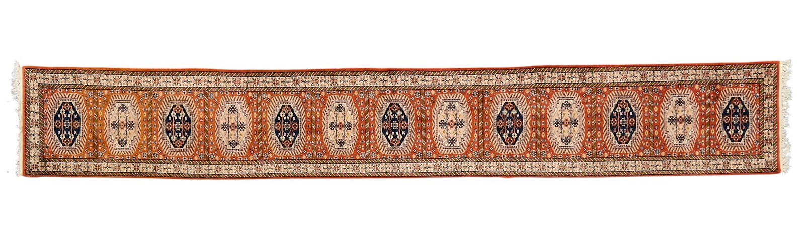 Rug Runner, 16 ft. 5 in. x 2 ft. 4 in.: Rug runner 16 ft. 5 in. x 2 ft. 4 in. Provenance: Property from a home in San Antonio, Texas Condition: Ripped in long edge's corner