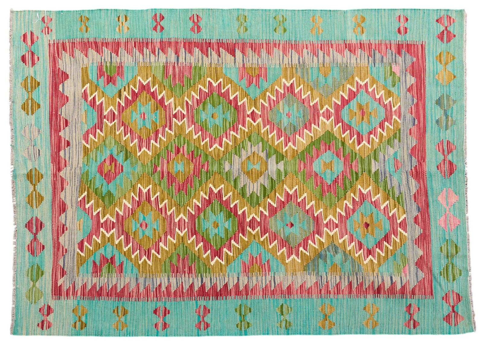 Hand-Woven Afghan Kilim Rug, 6 ft. 8 in. x 4 ft. 9 in.: Hand-woven Afghan Kilim rug 6 ft. 8 in. x 4 ft. 9 in. Provenance: Property from a home in Houston, Texas 
