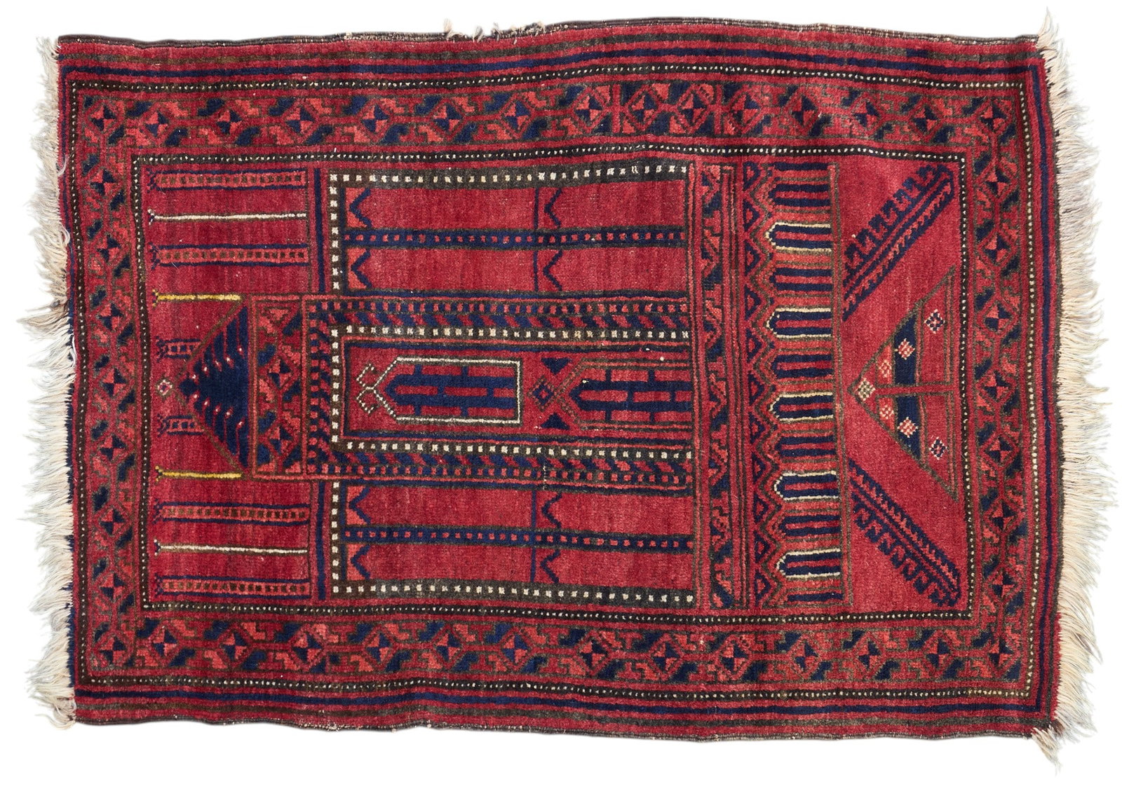 Hand-Knotted Afghan Rug, 4 ft. 1 in. x 2 ft. 9 in.: Hand-knotted Afghan rug 4 ft. 1 in. x 2 ft. 9 in. Provenance: Property from a home in San Antonio, Texas 