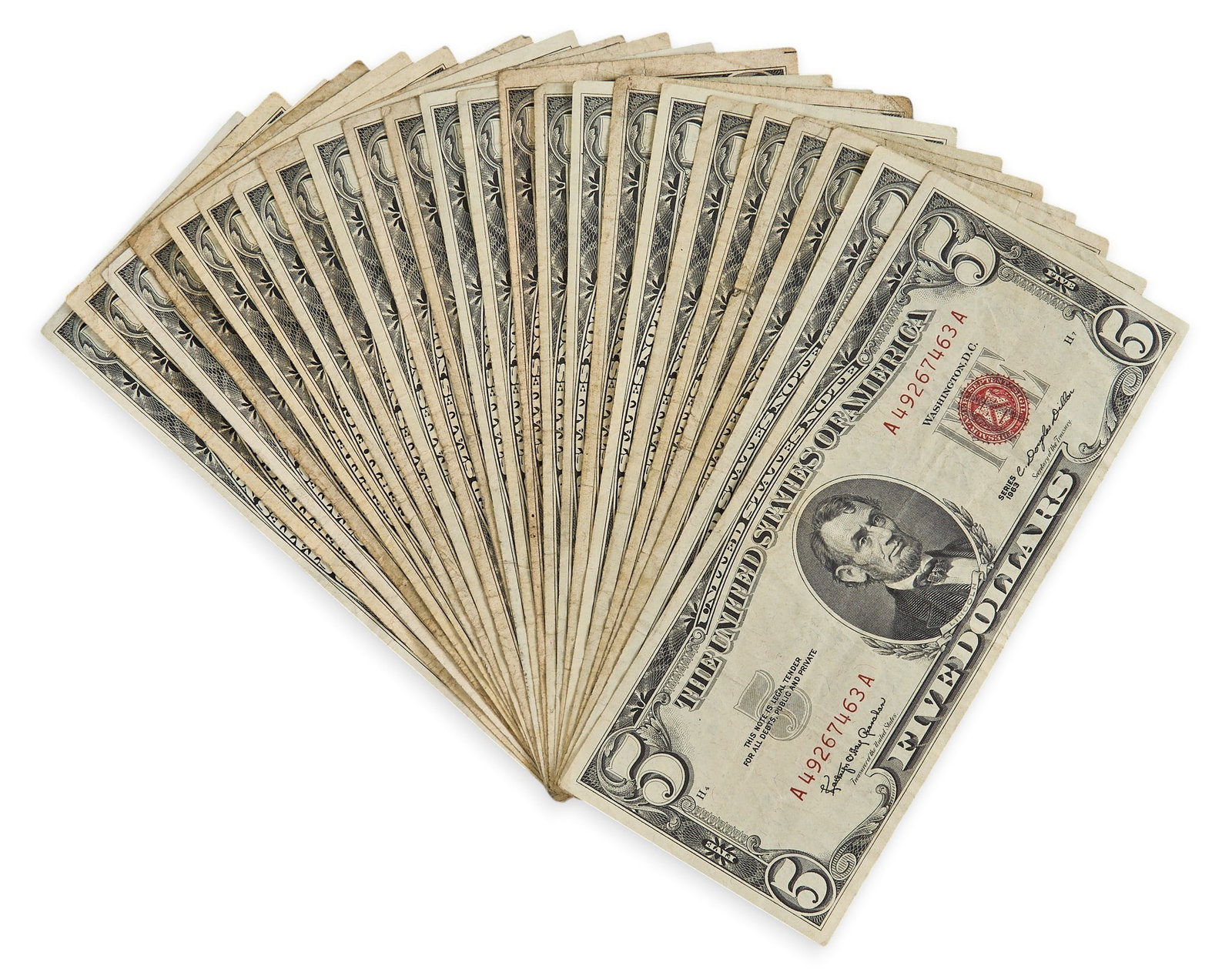 (24) Vintage $5 Bills (1 of 3)