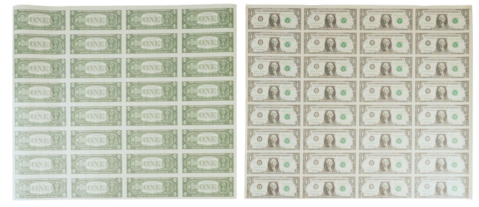 (2) Uncut Sheets of U.S. $1 Bills (1 of 3)