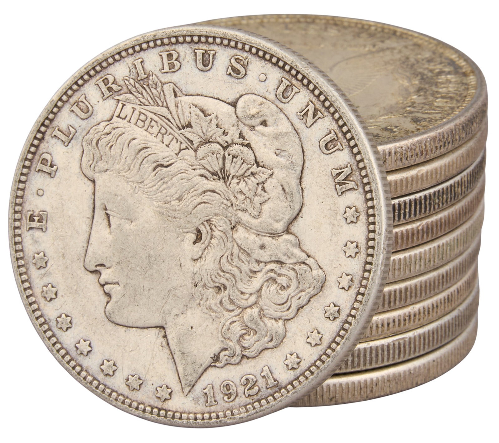 (10) 1921 Morgan Silver Dollars (1 of 3)