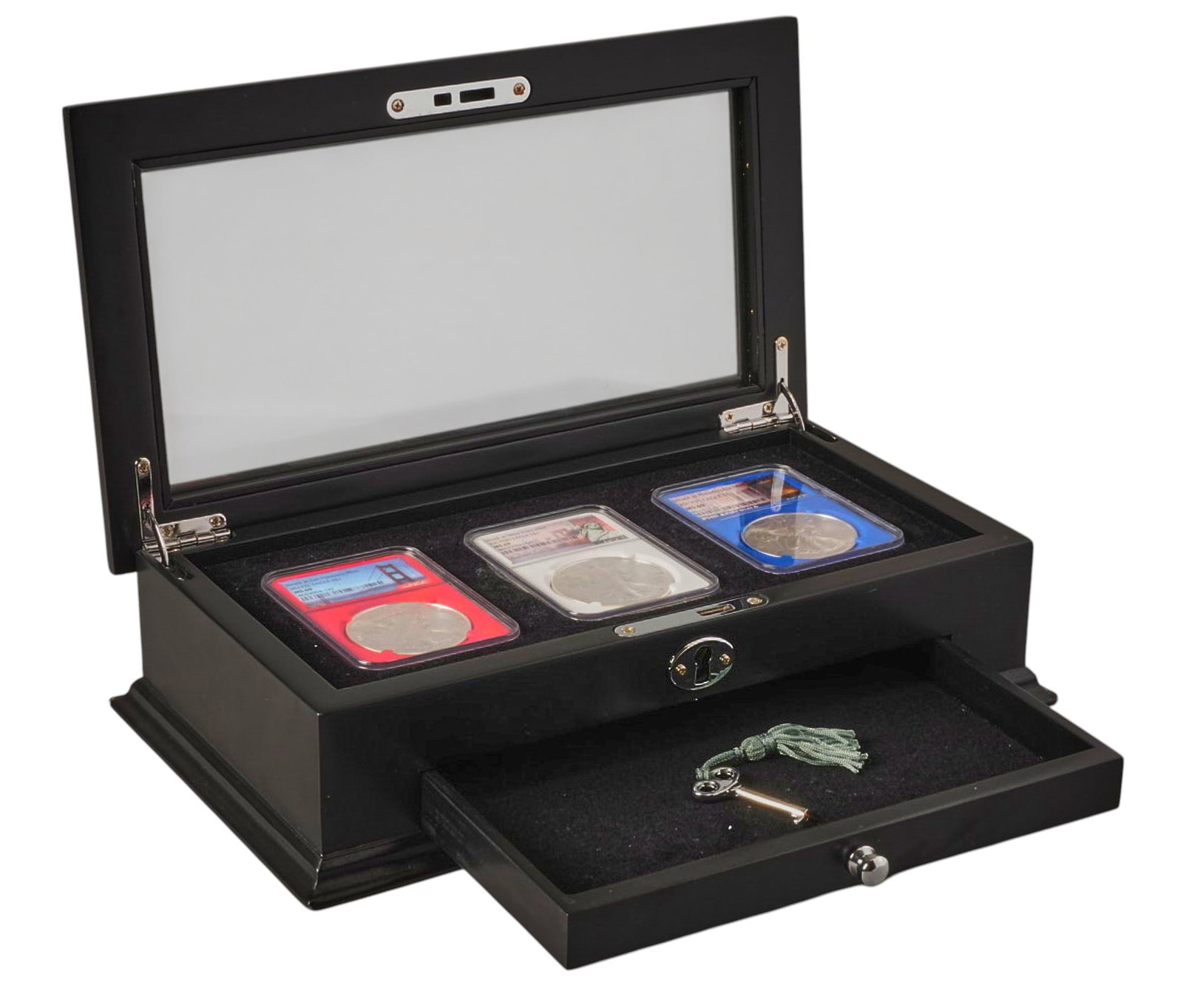 (3) 2017 Silver Eagle Mint Set with Case: Silver eagle mint set with case, to include MS 69 Struck at San Francisco Mint, MS 69 Struck at West Point Mint, and MS 69 Struck at Philadelphia Mint Case: height 3 in. x width 11.5