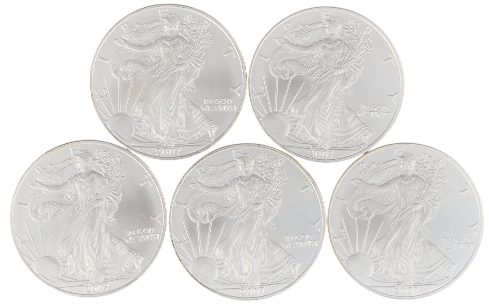 (5) Uncirculated American Silver Eagle Coins (1 of 2)