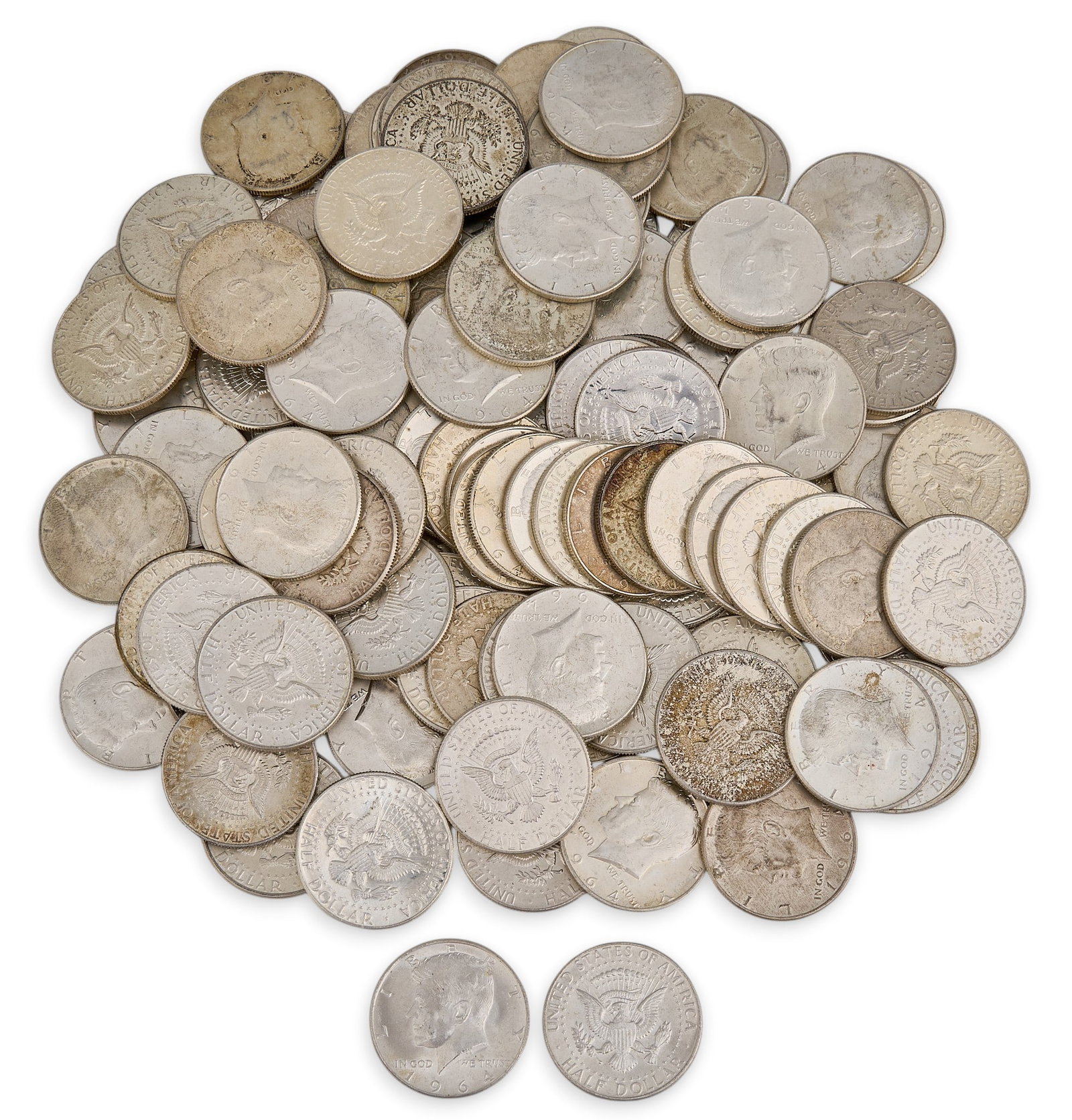 (117) 1964 Half Dollars: Collection of one-hundred-seventeen half dollars, all 1964 Total weight: 47.005 ozt Provenance: Property from a home in San Antonio, Texas