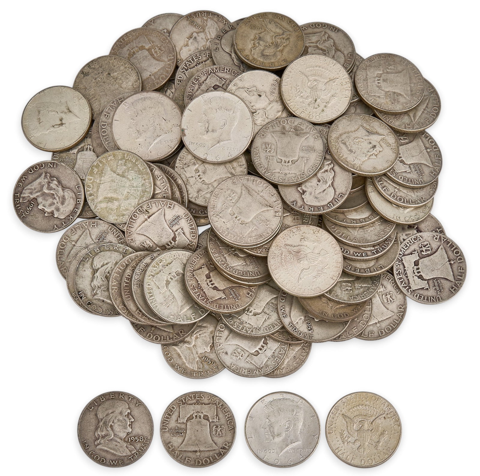 (101) Mixed Half Dollars, 1964 and Older (1 of 3)