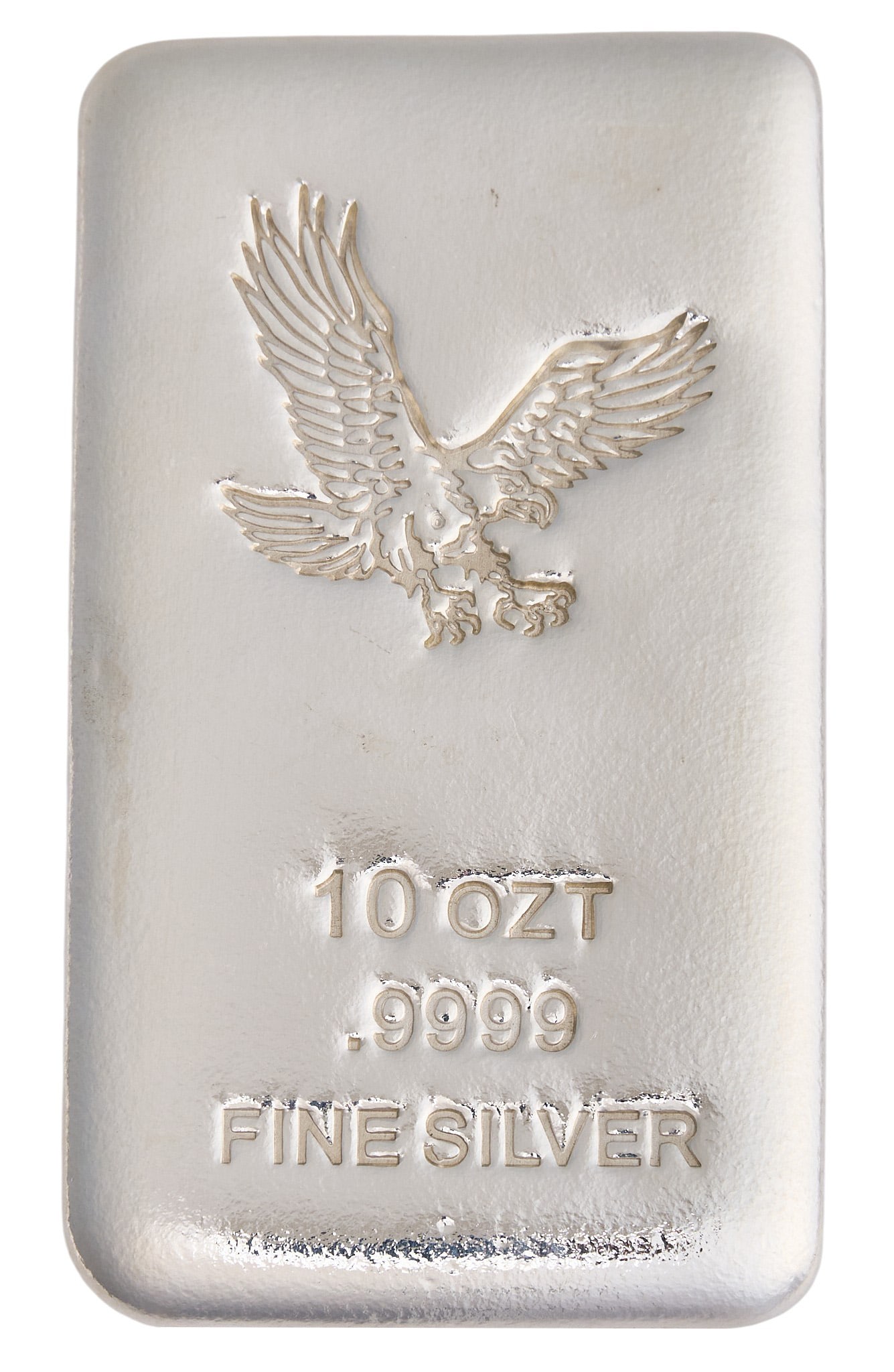 10 ozt. Fine Silver Bar: 10 ozt. fine silver bar, .999 fine silver Provenance: Property from an estate collection at a home in the Lincoln Heights neighborhood of San Antonio, Texas