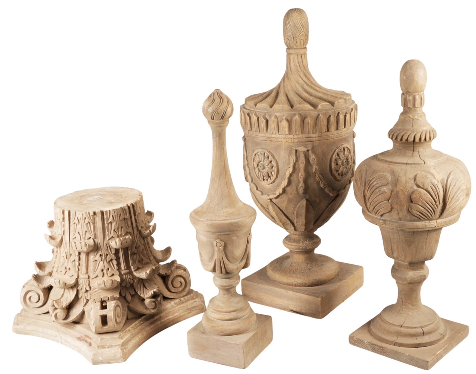 (4) Wooden Finials and Column Capital (1 of 6)