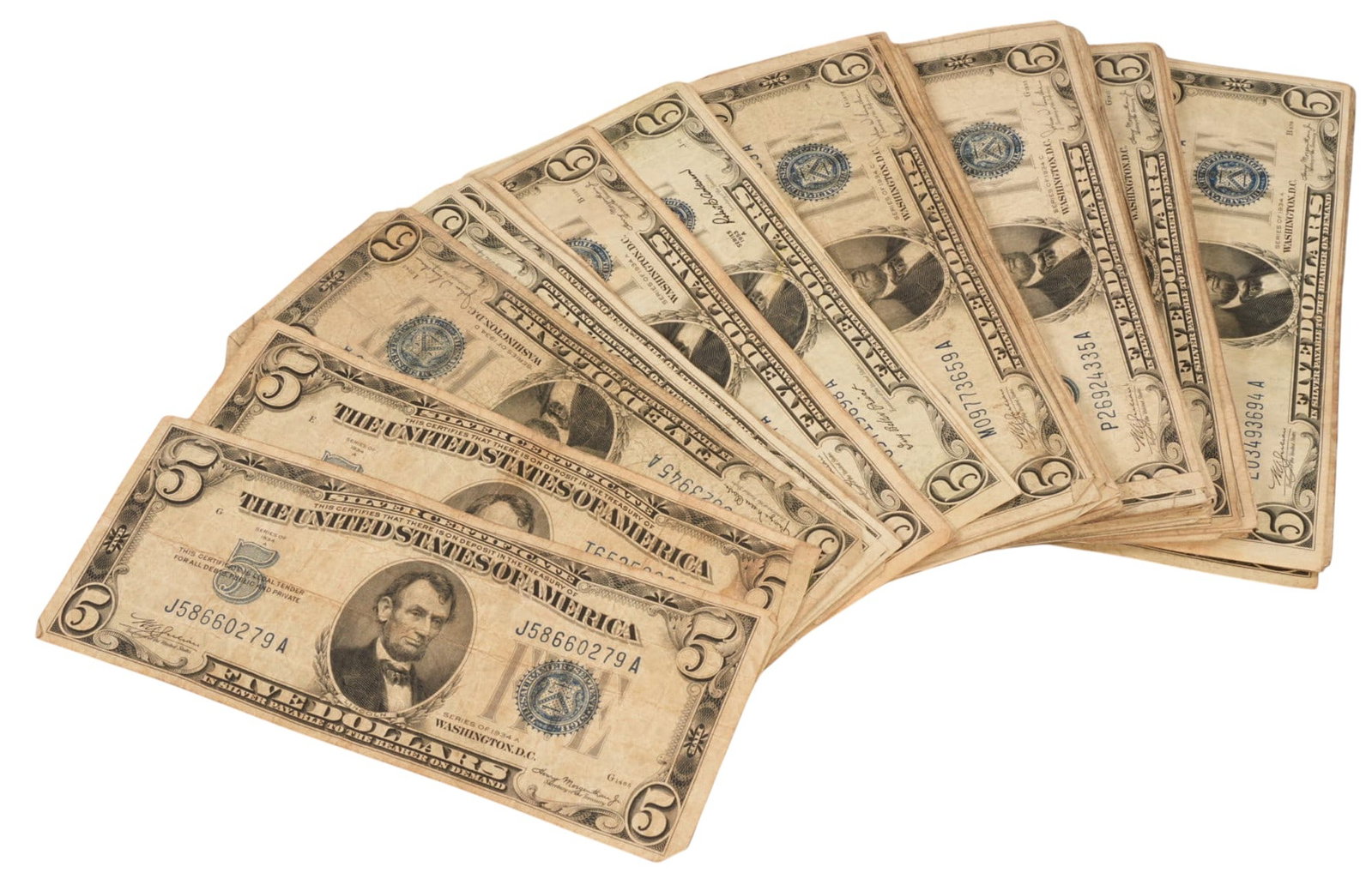 Collection of Blue Seal $5 Bills (1 of 4)