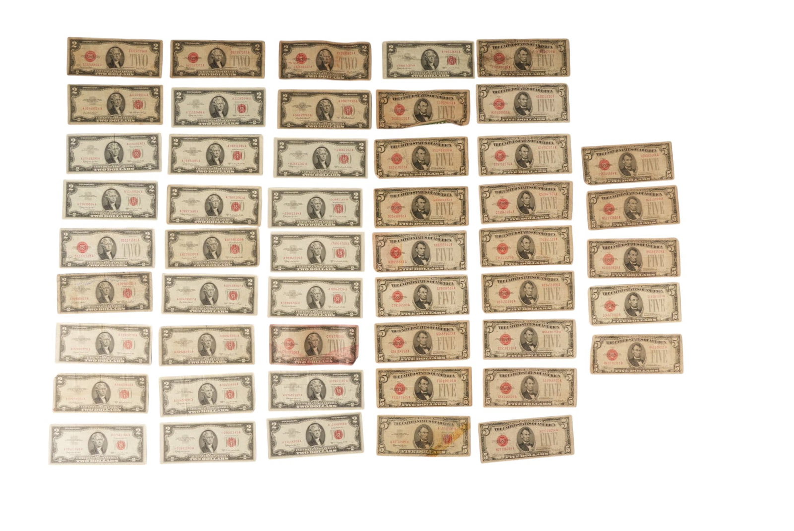 Collection of Mixed Red Seal Bills (1 of 3)