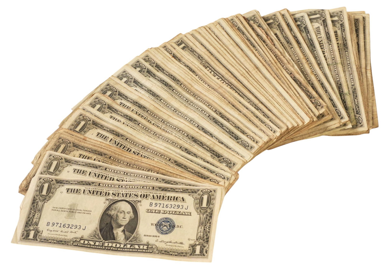 Collection of Blue Seal $1 Bills: Collection of blue seal $1 bills, $140 face value Provenance: Property from a home in Greenville, South Carolina