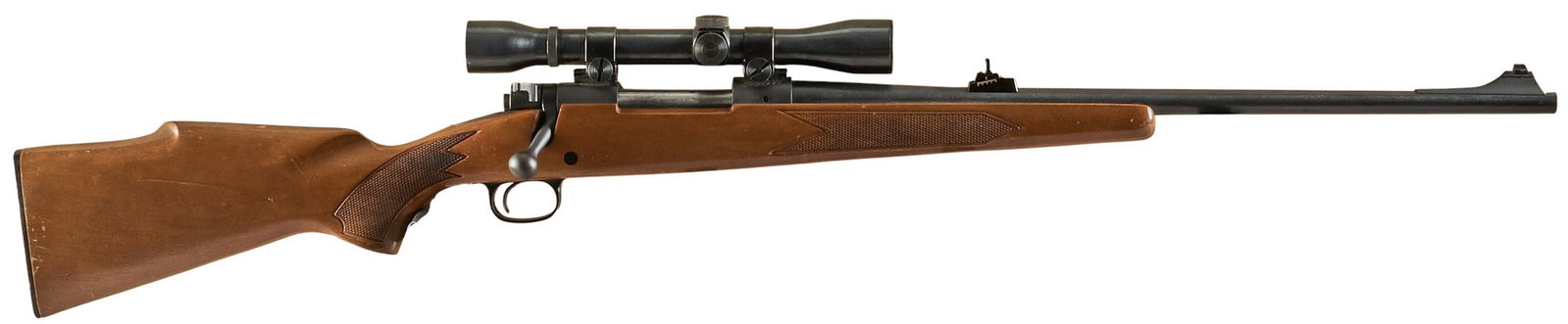 Winchester Model 670 30-06 Bolt Action Rifle: Serial: G239440 Manufacturer: Winchester Model: 670 Caliber: 30-06 Barrel length: 22 in. OAL: 42.75 in. Condition: Good; mostly light wear & handling marks including pressure dents & scratches