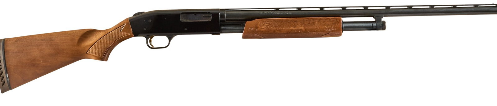 Mossberg 500C 20 GA Pump Action Shotgun: Serial: R204232 Manufacturer: Mossberg Model: 500C Caliber: 20GA (3 in.) Barrel length: 26 in. OAL: 45.75 in. Condition: Good; some light wear & handling marks; bore is mostly good with some fouli