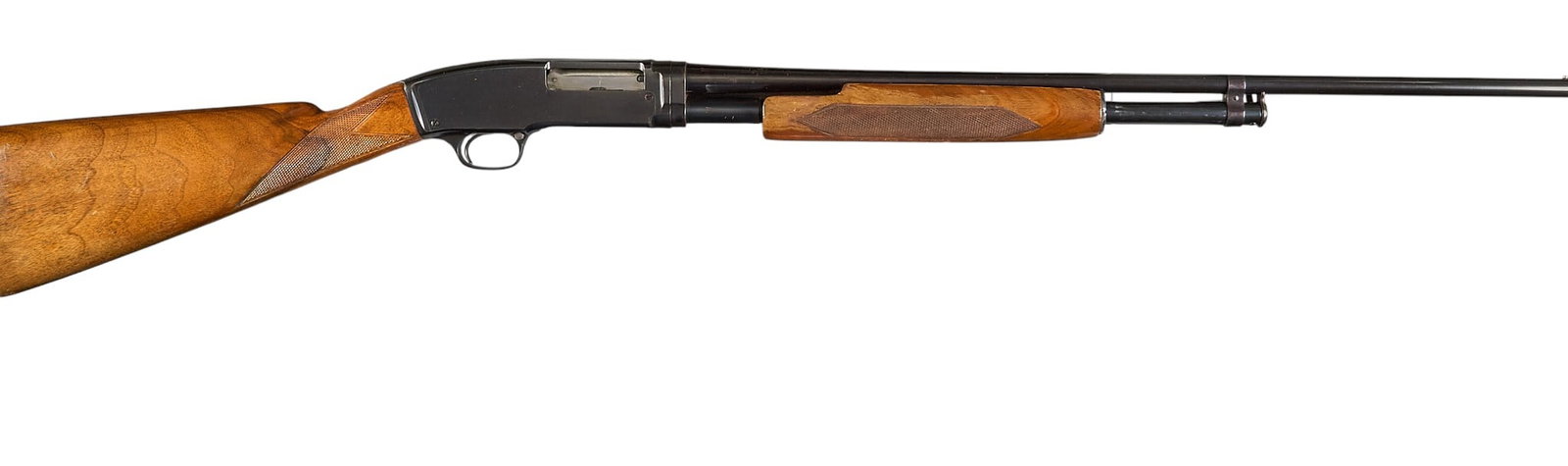 First Year Winchester Model 42 410 Gauge Pump Action Shotgun: Serial: 6598 Manufacturer: Winchester (c. 1933) Model: 42 Caliber: 410 bore (3 in. chamber) Barrel Length: 26 in. OAL: 45.5 in. Condition: Good-refinished; light to moderate wear on reblued surf