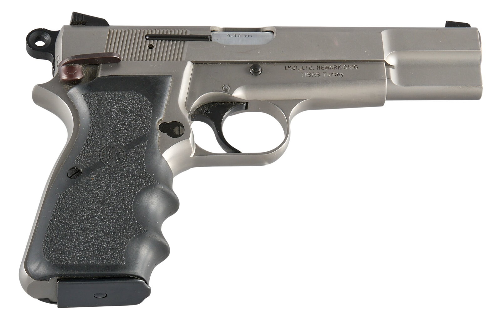 Tisas Regent BR9 SS 9mm Semi Auto Pistol W/ Holster: Serial: T0620-18BY00378 Manufacturer: Tisas-Turkey / LKCI, Ltd. Model: Regent BR9 SS Caliber: 9mm Barrel length: 4.75 in. OAL: 8 in. Condition: Very good; lightly used condition; good bore Includes: f