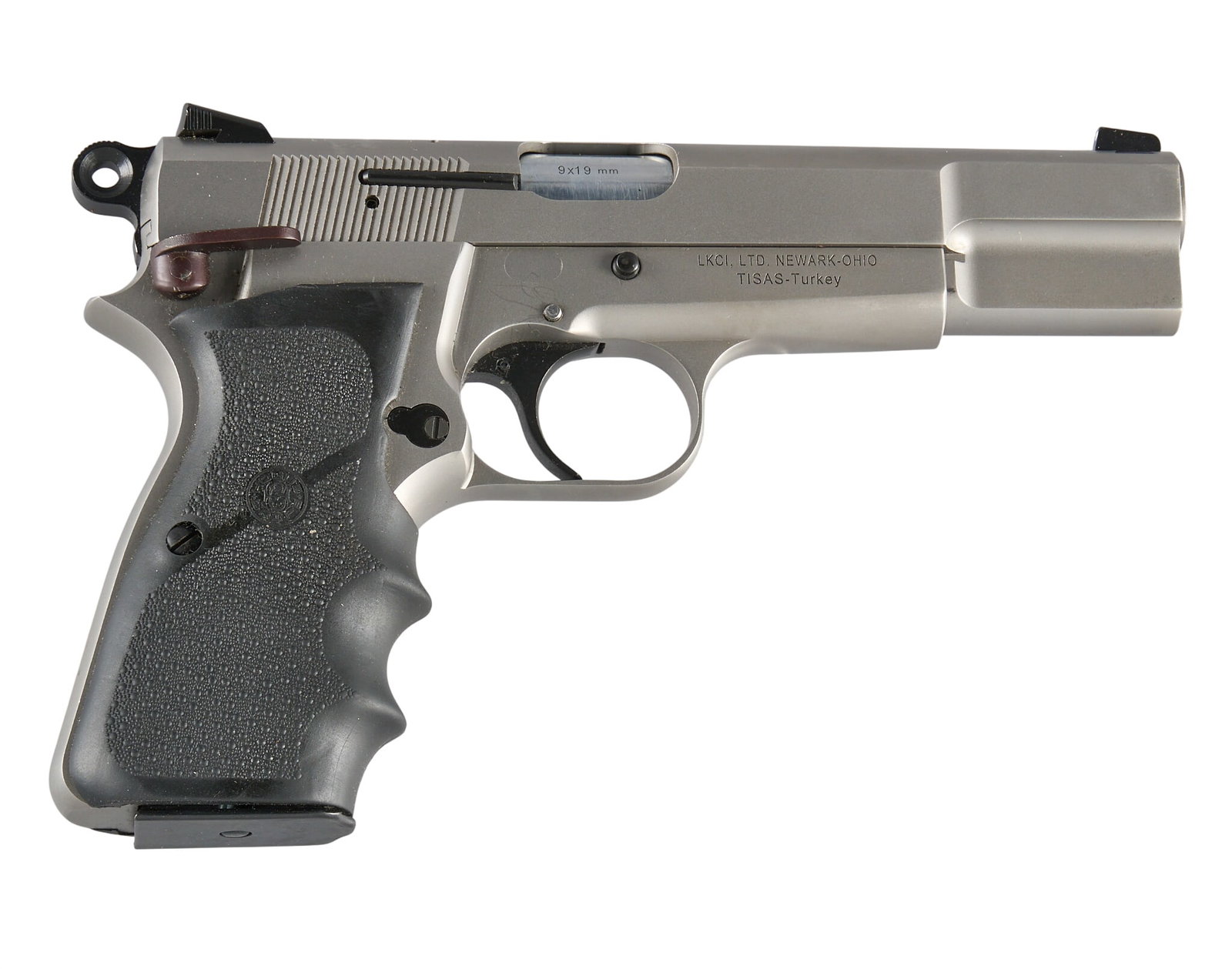 Tisas Regent BR9 SS 9mm Semi Auto Pistol W/ Holster: Serial: T0620-18BY00338 Manufacturer: Tisas-Turkey / LKCI, Ltd. Model: Regent BR9 SS Caliber: 9mm Barrel length: 4.75 in. OAL: 8 in. Condition: Very good; lightly used condition; good bore Includes: f