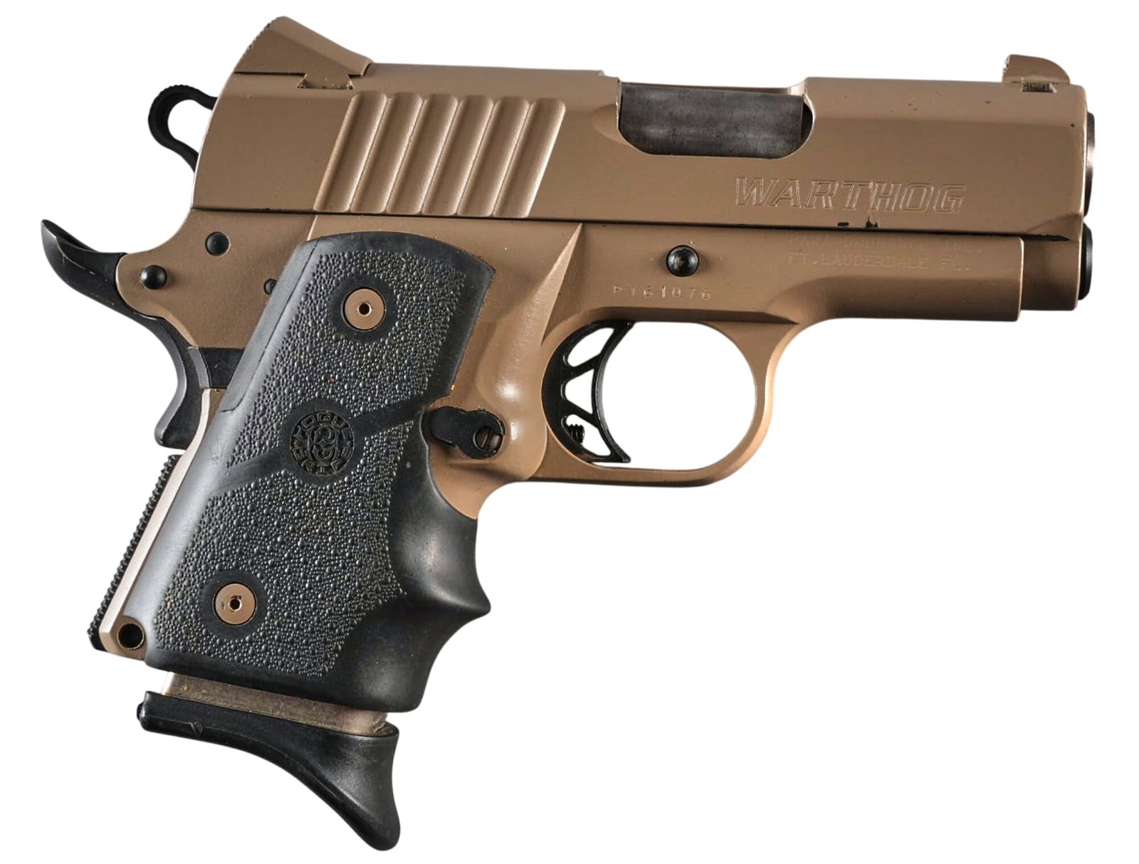 Para-Ordnance Warthog 45 ACP Semi Auto Pistol: Serial: P161076 Manufacturer: Para-Ordnance Inc. Model: Warthog Caliber: 45 ACP Barrel length: 3.125 in. OAL: 6.875 in. Condition: Good; used condition; moderate wear; bore is good & bright w/ str