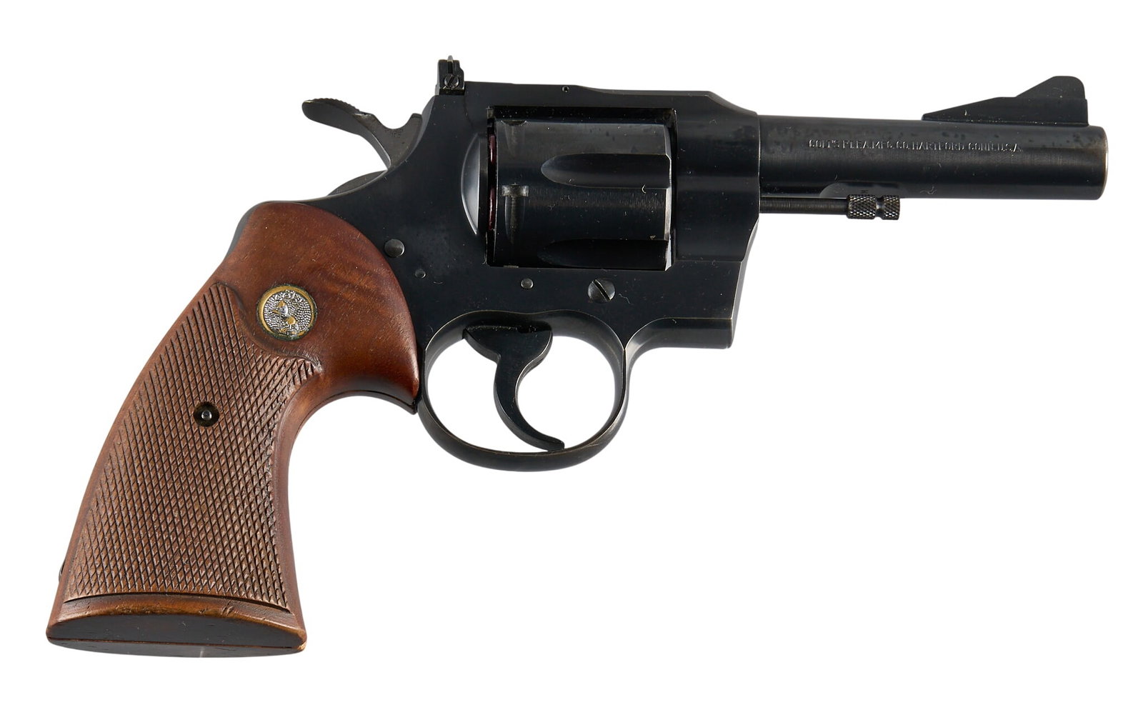 Desirable 1960 Colt 357 'Pre-Python' DA 357 Magnum Revolver: Serial: 26592 Manufacturer: Colt's PT. F.A. Mfg. Co. (c. 1960) Model: 357 (Pre-Python) Caliber: 357 Magnum Barrel length: 4 in. OAL: 9.5 in. Condition: Very good; very light wear/handling marks pr