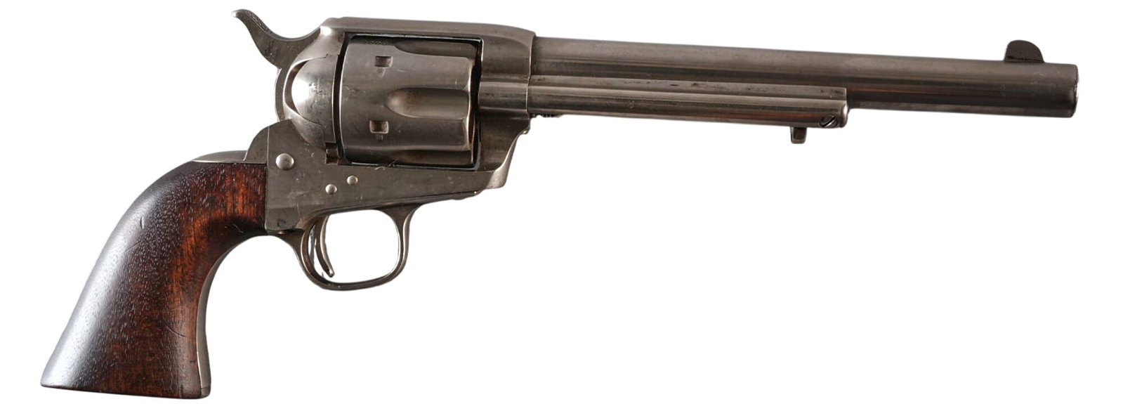 Highly Desirable US Government Condemned Colt 1873 Single Action Army 45 LC Revolver W/ Letter: Serial: 96007 Manufacturer: Colt's PT. F.A. Mfg. Co. (c. 1880) Model: 1873 Single Action Army (black powder frame) Caliber: 45 LC Barrel Length: 7.5 in. OAL: 13 in. Condition: Good-refi