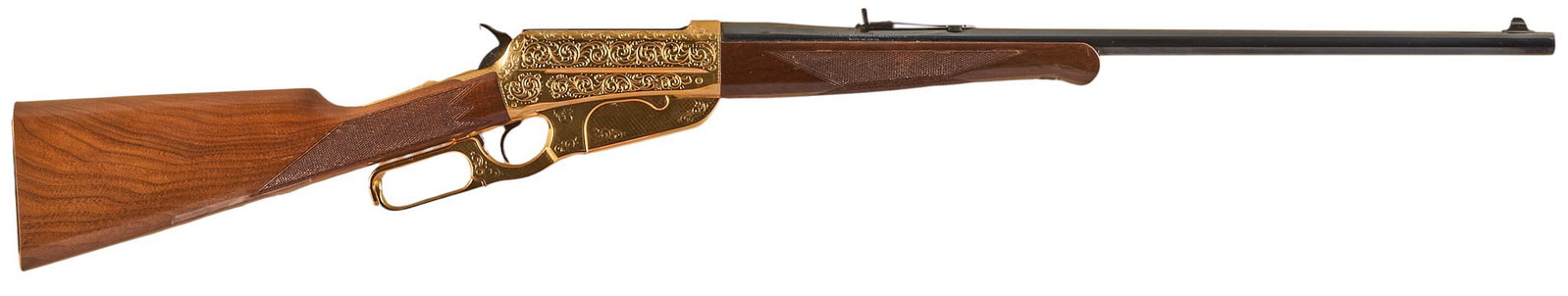 Custom Gold-Plate Engraved Winchester 1895 Theodore Roosevelt Special Edition Rifle: Serial: NF1775 Manufacturer: Winchester-Japan / U.S. Repeating Arms Co. Model: 1895 Theodore Roosevelt Special Edition (One of 250) #TR012 Caliber: 30-06 SPRG Barrel length: 24 in. OAL: 43 in. Conditi