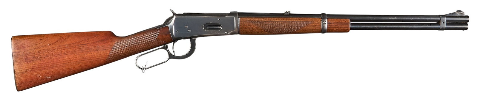 Pre-64 Winchester Model 94 30-30 Lever Action Rifle: Serial: 1424750 Manufacturer: Winchester (c. 1943-1948) Model: 94 Caliber: 30 WCF Barrel Length: 20 in. OAL: 38 in. Condition: Good; light wear & handling marks including some light scratches &