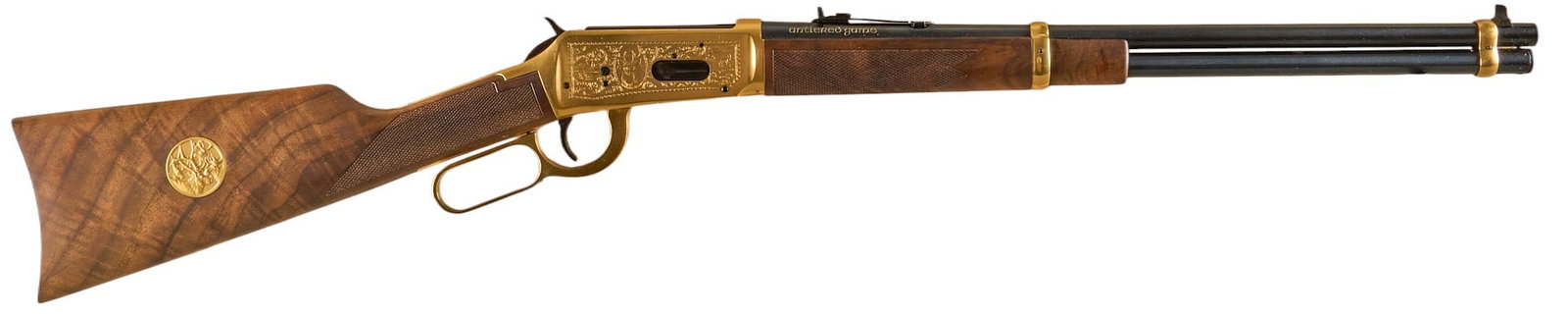 Winchester Antlered Game Model 94 30-30 Lever Action Rifle: Serial: AG14949 Manufacturer: Winchester Model: Antlered Game Model 94 Caliber: 30-30 Barrel Length: 20 in. OAL: 38.5 in. Condition: Very Good; some very light storage wear; bore is very g
