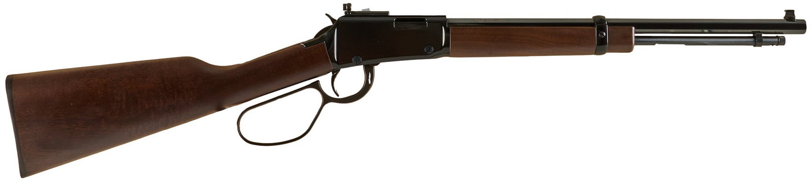 Henry Small Game Carbine 22 WMR Lever Action Rifle: Serial: H001TMLP Manufacturer: Henry Repeating Arms Co. Model: TMLP02637 Caliber: 22 WMR Barrel Length: 17 in. OAL: 35.125 in. Condition: Good; some light wear & handling marks; bore is bright &am