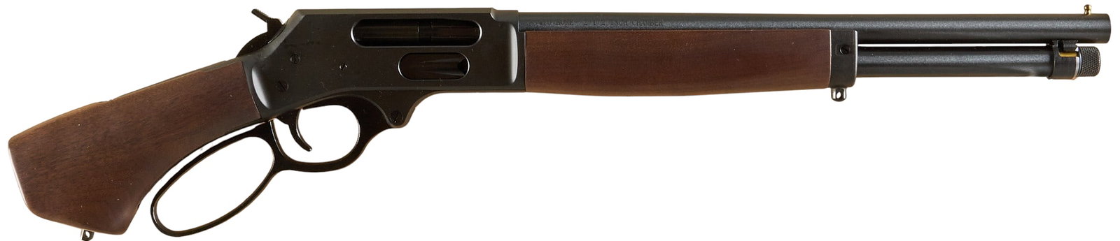 Henry Axe 410 Lever Action Shotgun: Serial: AHFTL09594 Manufacturer: Henry Repeating Arms Co. Model: H018AH-410 Caliber: 410 Bore 2.5 in.) Barrel Length: 14 in. OAL: 26.5 in. Condition: Very Good; some very light handling marks & fr