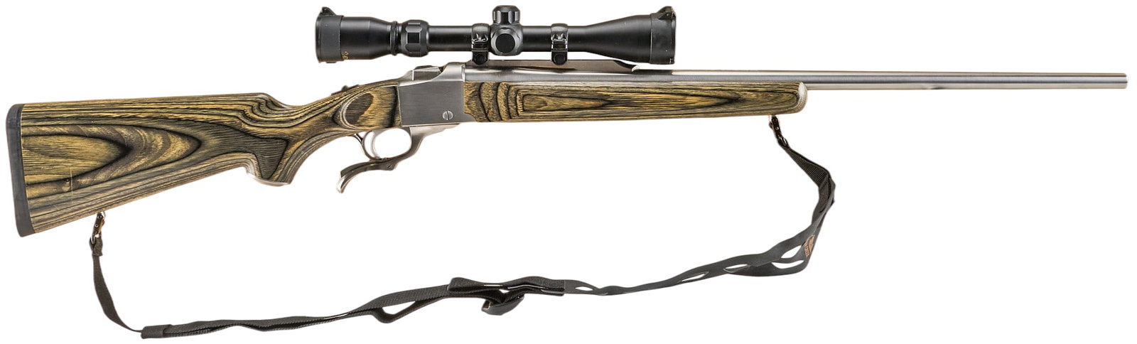 Ruger No. 1 Stainless 300 Win Mag Falling Block Rifle W/ Tasco Scope: Serial: 133-88164 Manufacturer: Ruger (c. 2001) Model: No. 1 Stainless Caliber: 300 Win Mag Barrel length: 26 in. OAL: 43 in. Condition: Very good; lightly used condition; bore is excellent & brig