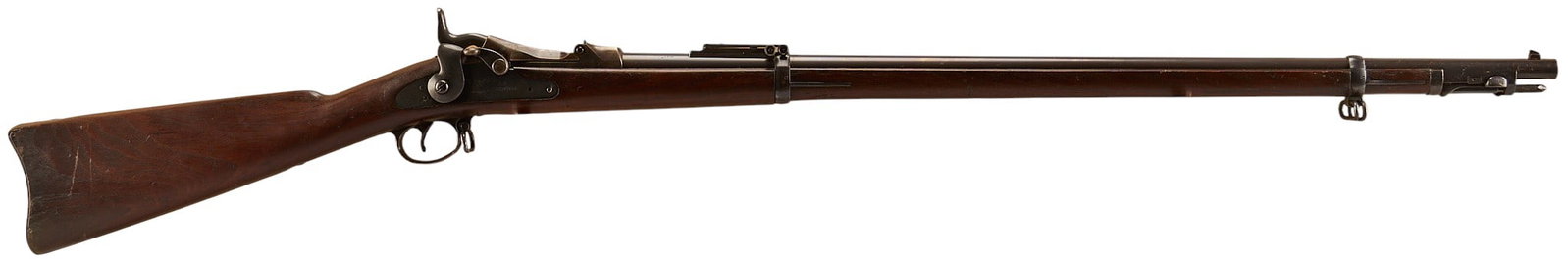 Beautiful Antique US Springfield Model 1888 Ramrod Bayonet Rifle W/ Signed Books: Serial: 561360 Manufacturer: Springfield Armory (c. 1893) Model: 1888 Caliber: 45-70 Govt. Barrel Length: 32.5 in. OAL: 51.75 in. Condition: Very good-antique; wood stock has moderate-light wear for a