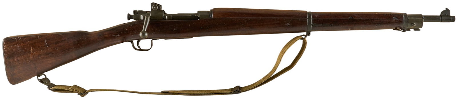 WWII US Remington M1903-A3 30-06 Bolt Action Rifle: Serial: 3485342 Manufacturer: Remington (c. January 1943) Model: 1903-A3 Caliber: 30-06 SPRG Barrel length: 24 in. OAL: 43.5 in. Condition: Very Good; wood stock & handguards have moderate and une