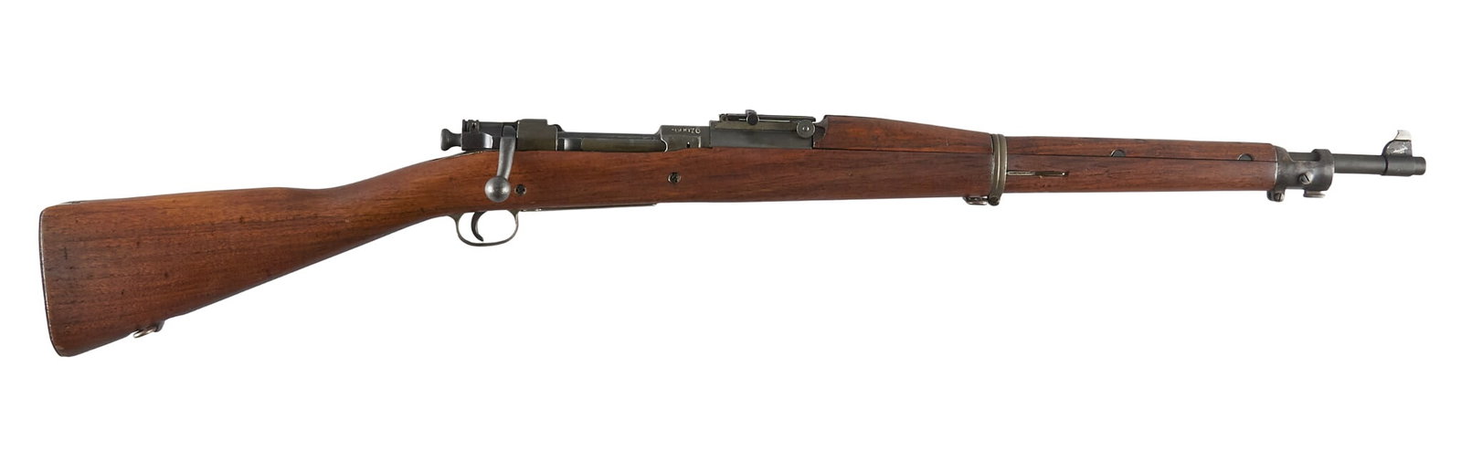 Rock Island Arsenal 1903 30-06 Bolt Action Rifle: Serial: 360076 Manufacturer: Rock Island Arsenal (barrel date July 1944) Model: 1903 Caliber: 30-06 Barrel Length: 24 in. OAL: 43.5 in. Condition: Good-Refurbished; sporadic light wear & handling 