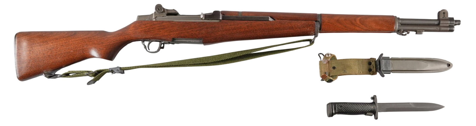 True Post-War HRA M1 Garand 30-06 Semi Auto Rifle W/ Bayonet: Serial: 4756783 Manufacturer: Harrington & Richardson (c. April 1954) Model: M1 Garand Caliber: 30-06 SPRG Barrel length: 24 in. OAL: 43.75 in. Condition: Very Good; new wood stock & forend ha