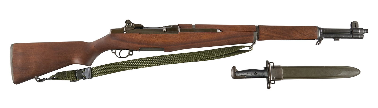 WWII US CMP Springfield Armory M1 Garand Rifle W/ Bayonet: Serial: 841903 (receiver: Sept. 1942; barrel: May 1944) Manufacturer: Springfield Armory Model: M1 Garand Caliber: 30-06 SPRG Barrel length: 24 in. OAL: 44 in. Condition: Very Good; wood stock & f