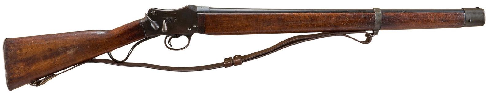 W.W. Greener Mark III Police 12/14 Gauge Martini Action Shotgun: Serial: 3936 Manufacturer: W.W. Greener. Maker Model: Mark III Police Gun Caliber: 12/14 Gauge Barrel length: 26 in. OAL: 42 in. Condition: Good; wood stock & forend have moderate wear &