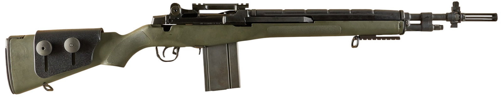 LRB Arms M25 7.62 NATO Semi Auto Rifle: Serial: 10556 Manufacturer: LRB Arms Model: M25 Caliber: 7.62 NATO Barrel Length: 18 in. OAL: 41 in. Condition: Very Good; very light handling marks with some light wear including friction wear on mov