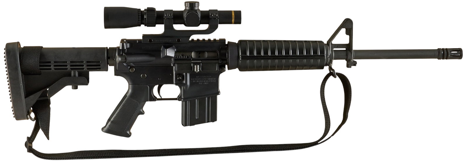 Colt AR-15A3 5.56 NATO Tactical Carbine W/ Leupold Scope: Serial: LBD021762 Manufacturer: Colt Defense (c. 2005) Model: AR-15A3 Tactical Carbine (For Law Enforcement marked) Caliber: 5.56 NATO (1/9 twist) Barrel length: 17.5 in. w/ flash hider OAL: 32.5-36 i