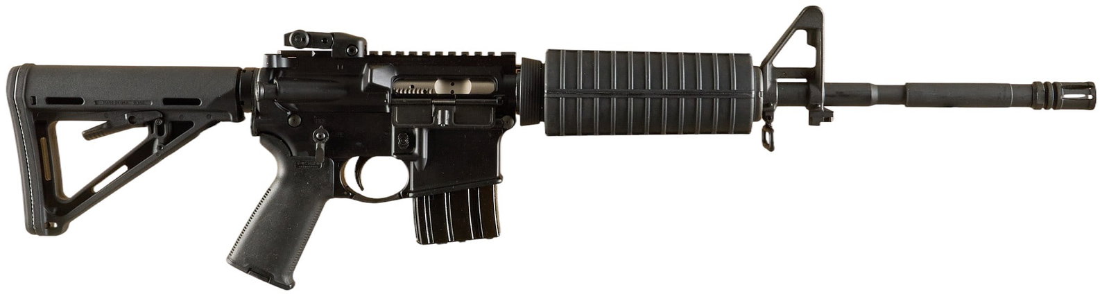 Ruger AR-556 5.56 NATO Semi Auto Rifle W/ Geiselle Trigger: Serial: 853-48860 Manufacturer: Ruger (c. 2018) Model: AR-556 Caliber: 5.56 NATO (1:9 twist) Barrel length: 17.5 in. w/ flash hider OAL: 32.5-35.75 in. Condition: Very Good; very light signs of wear/h