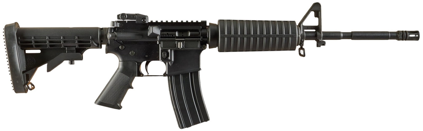 Anderson AM-15 5.56 NATO Semi Auto Rifle: Serial: 24109297 Manufacturer: Anderson Mfg. Model: AM-15 Caliber: 5.56 NATO (1/7) Barrel length: 17.5 in. w/ flash hider OAL: 32.75-36.25 in. Condition: Very Good-light used condition; bore is g