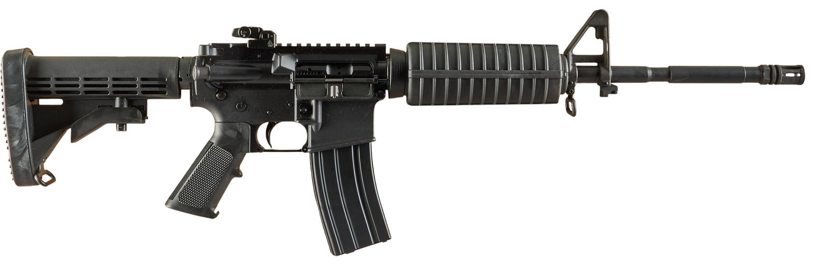 Palmetto State Armory PA-15 5.56 NATO Semi Auto Rifle: Serial: DCSF912786 Manufacturer: Palmetto State Armory Model: PA-15 Caliber: 5.56 NATO (1/7 twist) Barrel length: 17.5 in. OAL: 32.5-35.875 in. Condition: Very Good; like new; slight handling; good bo
